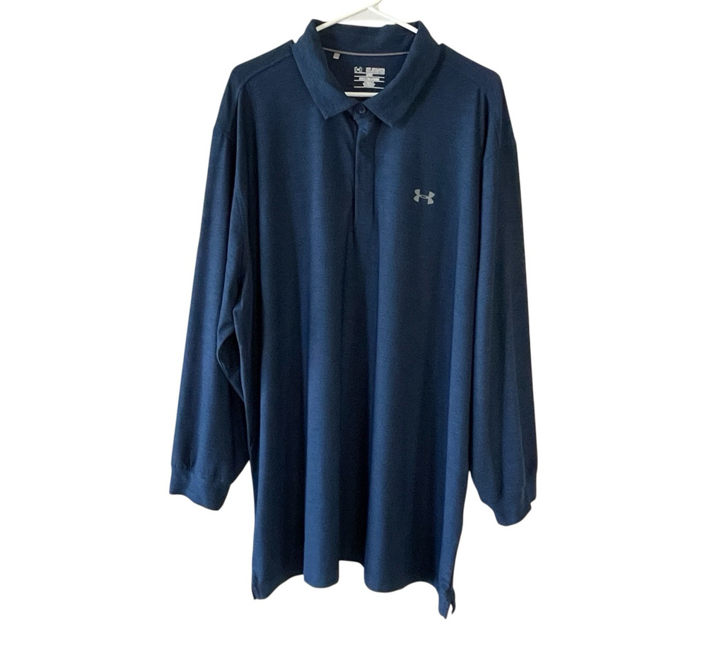 UNDER ARMOUR Men's 3XL Loose Fit Navy Blue Pullover Long Sleeve Polo Golf Shirt